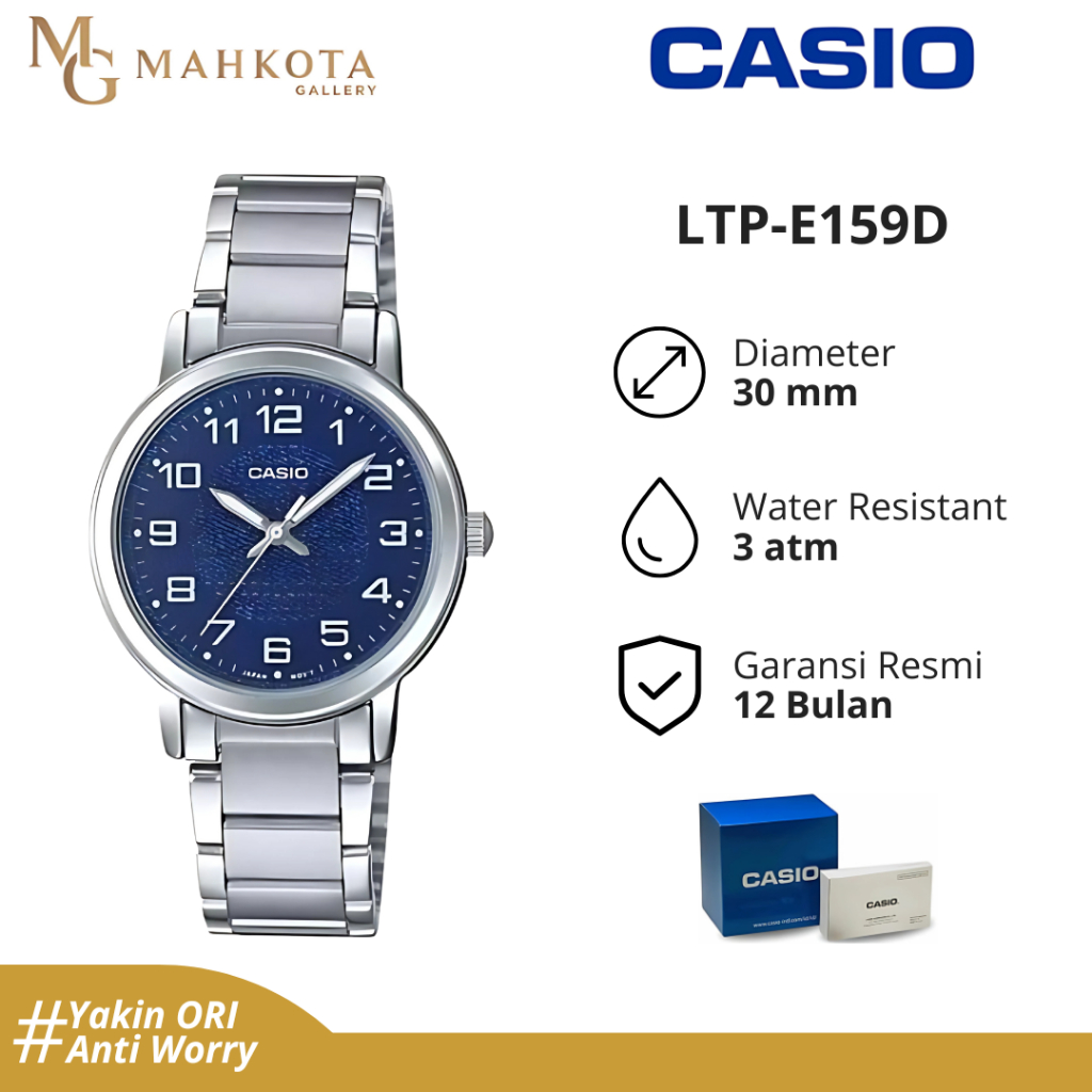 Jam Tangan Wanita Casio LTP-E159D Stainless Steel Strap Original dan Bergaransi Jam Tangan Palembang
