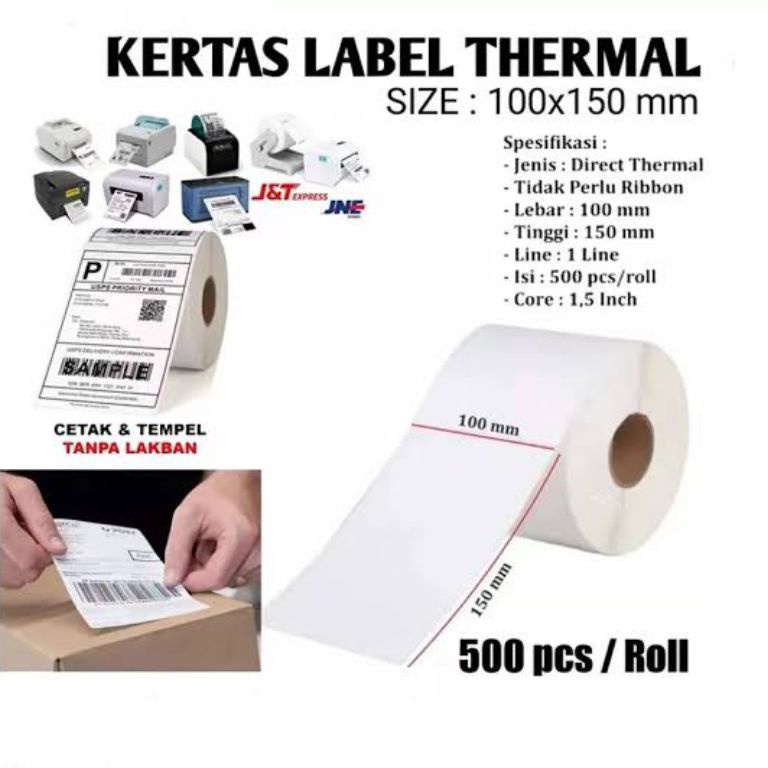 

KODE I37Q label kertas resi stiker thermal 1x15 5pcs roll murah