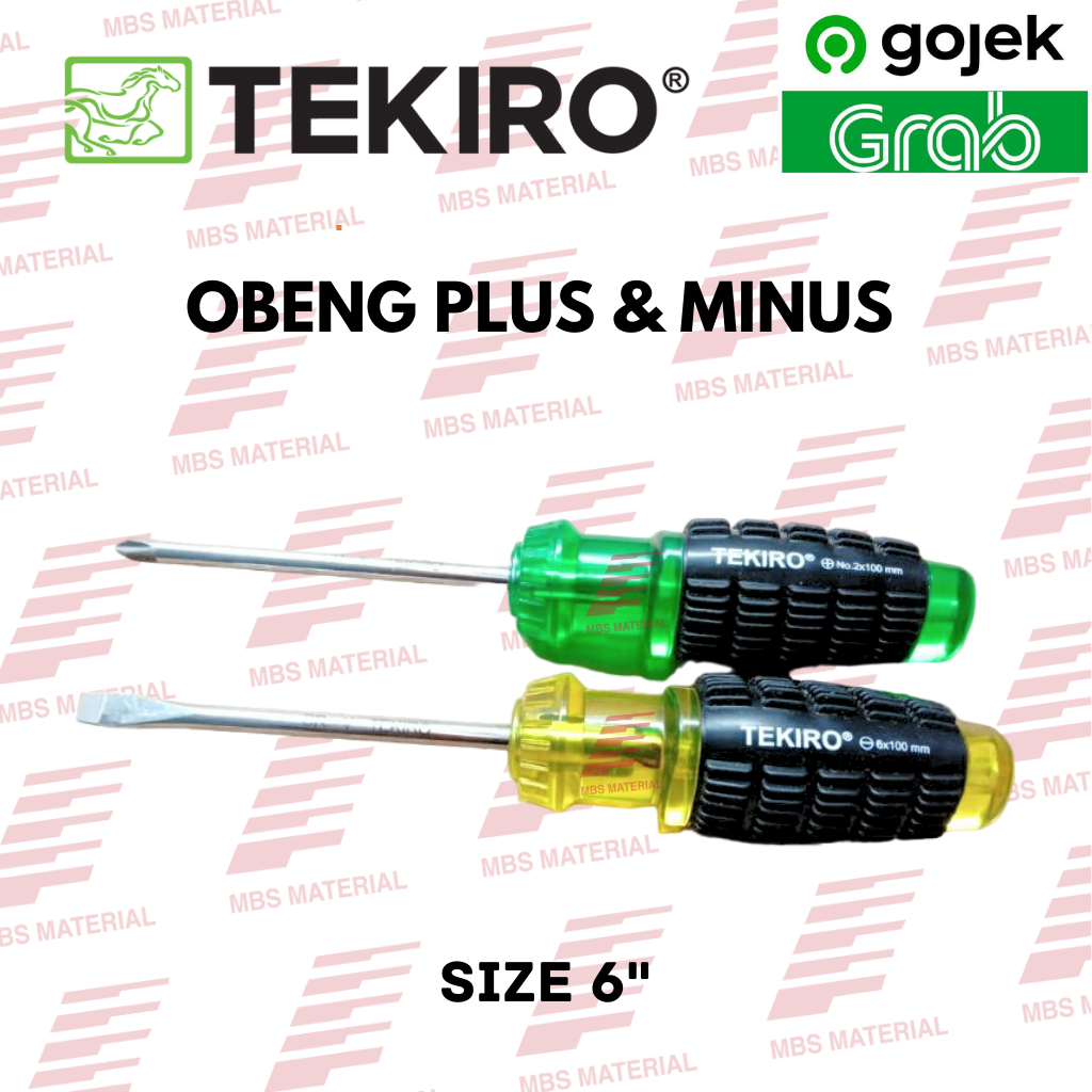 Tekiro Obeng Gagang Karet Plus Minus + - 6" Inch