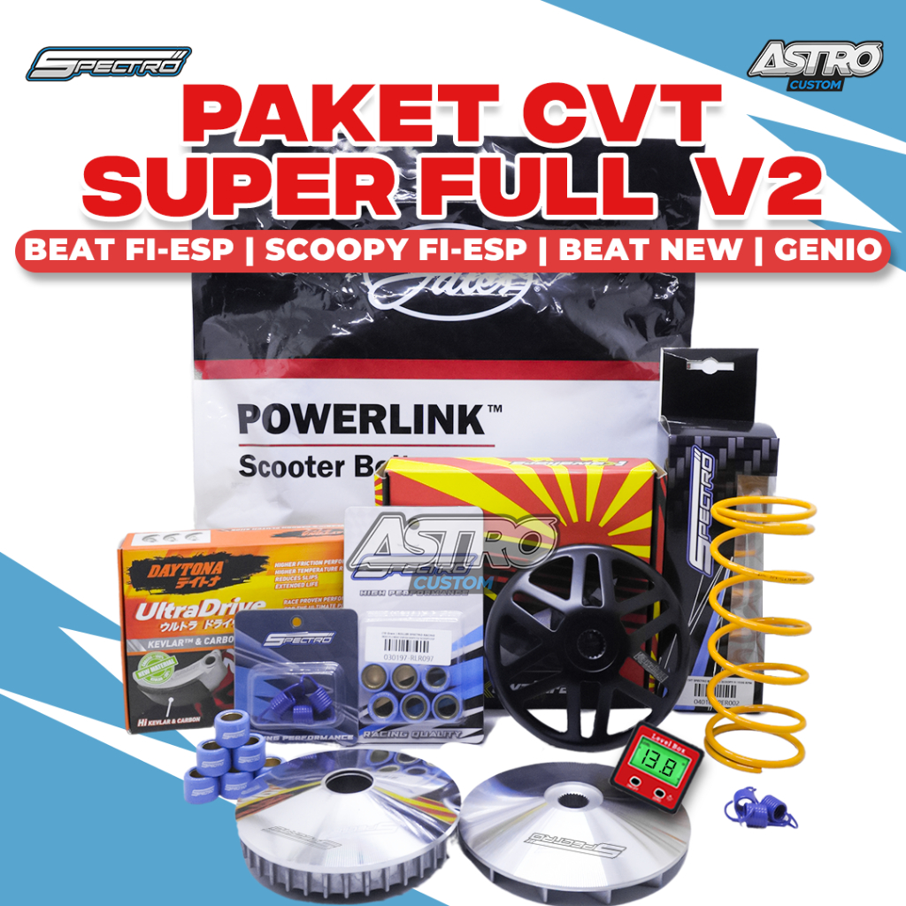 Super Full Upgrade V2 Beat Fi Scoopy Fi ESP Deluxe Genio CVT Mangkok Ganda Kawahara Kampas Spectro