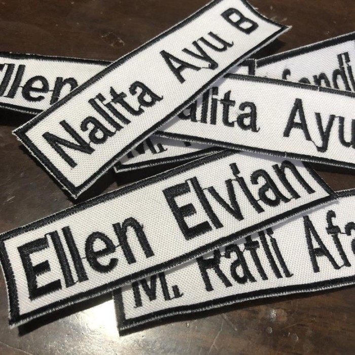 Bordir Nama - Bet Nama Bordir Untuk Baju Seragam Sekolah - Nama Dada Bordir