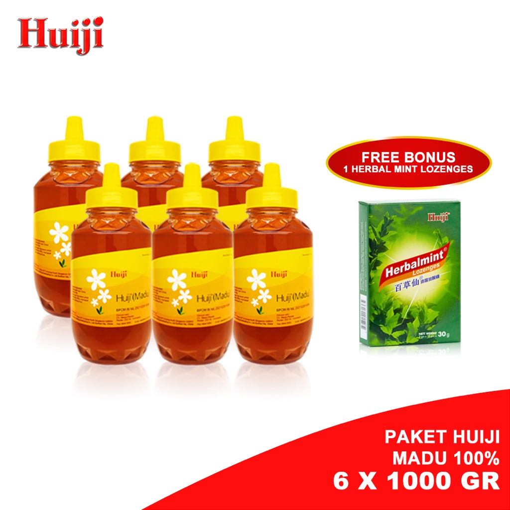 

Huiji Honey 1 Kg Paket Reseller | Madu Asli Premium (Isi 6) Free 1 Lozenges