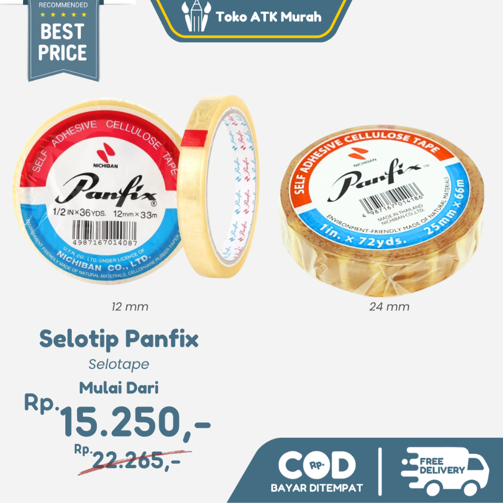 

Selotip Panfix 0,5" - 12mm / 1" - 24mm X 72 Yard