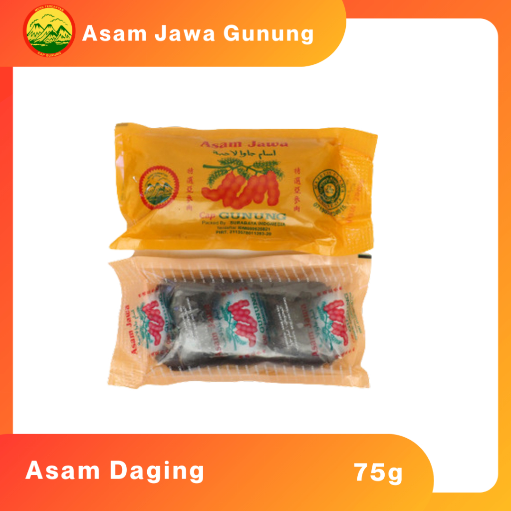 

ASAM JAWA TANPA BIJI ASAM DAGING CAP GUNUNG 75GR 160 bks per dus