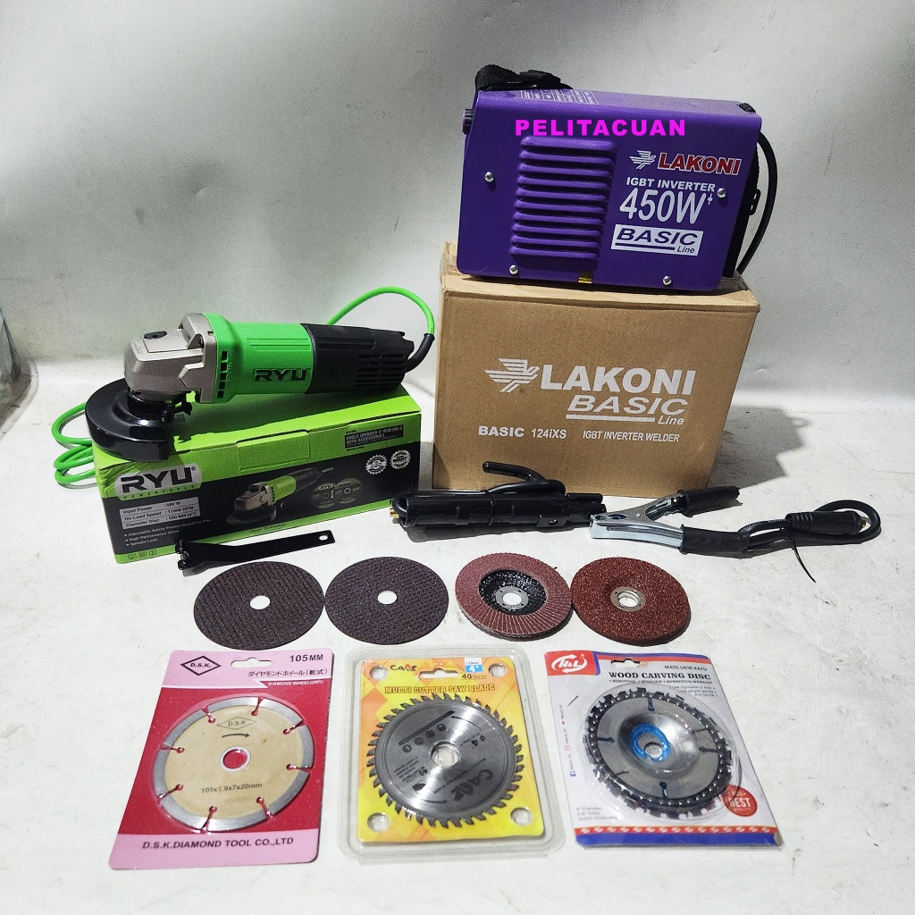 Paket Mesin Las 450 watt Lakoni Basic 124 & gerinda