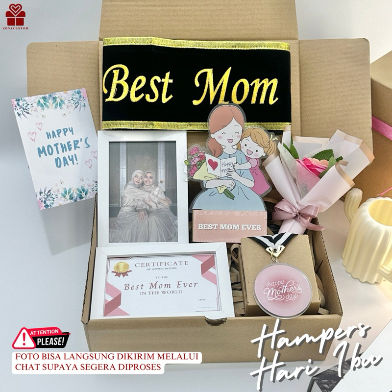 Kado Hampers Ibu - Hampers Spesial Hari Ibu - Medali Ibu - Sertifikat Untuk Ibu - Kado Hari Ibu - Ka
