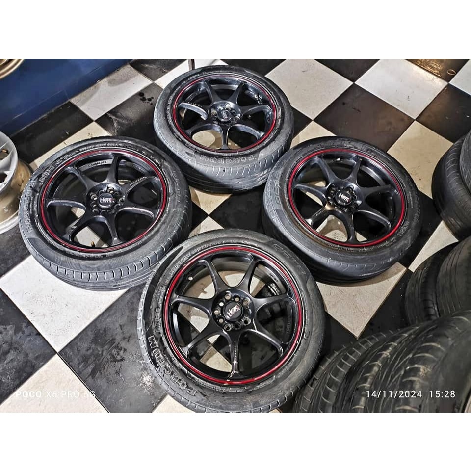 Velg Mobil Bekas Racing SEBUNSUTA HSR 17X7.5 baut 5 pcd 10X100/114 ET45 + BAN 215 55 R17
