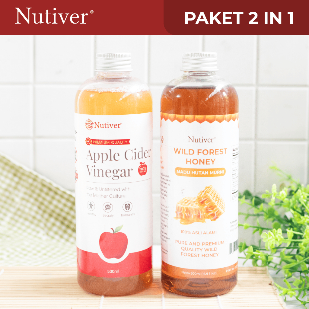 

NUTIVER Paket Hemat 3 - Madu Hutan 500ml & Cuka Apel 500ml Organik / Bundling Hemat Sehat 2 In 1