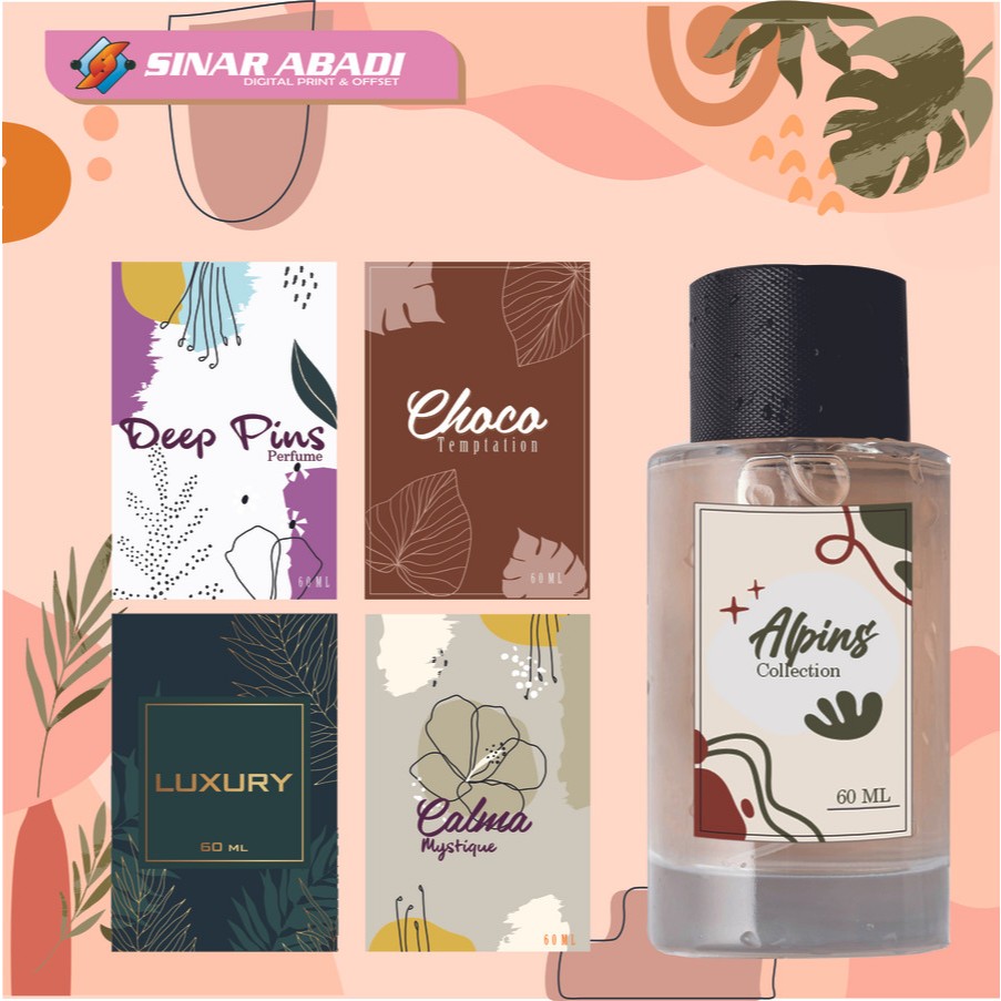 

STICKER LABEL PARFUME / STICKER BOTOL PARFUME TAHAN AIR ANTI REMBES PER PCS FREE DESIGN FREE CUTTING