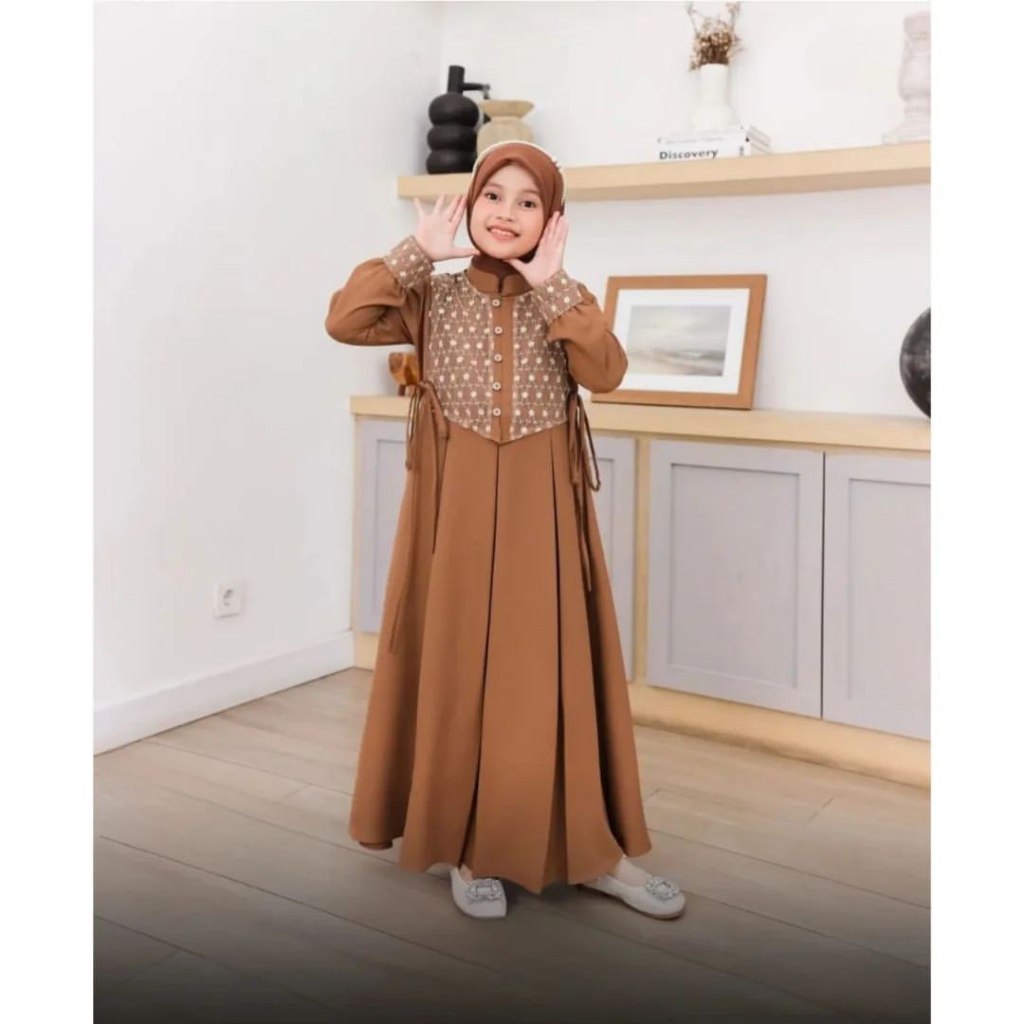 FLASH SALE Baju Gamis Brokat Anak Perempuan 8 9 10 11 12 13 Tahun Ceruty Babydoll Mix Brukat Baju