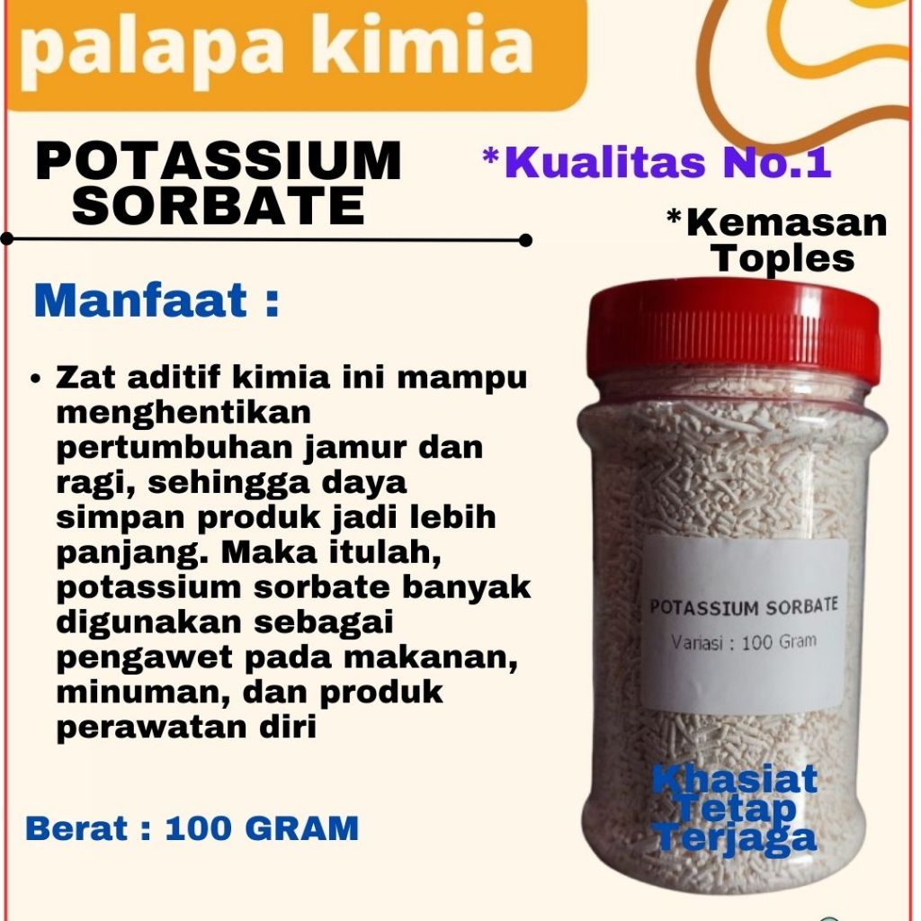 

POTASSIUM SORBATE 100 GRAM KEMASAN TOPLES