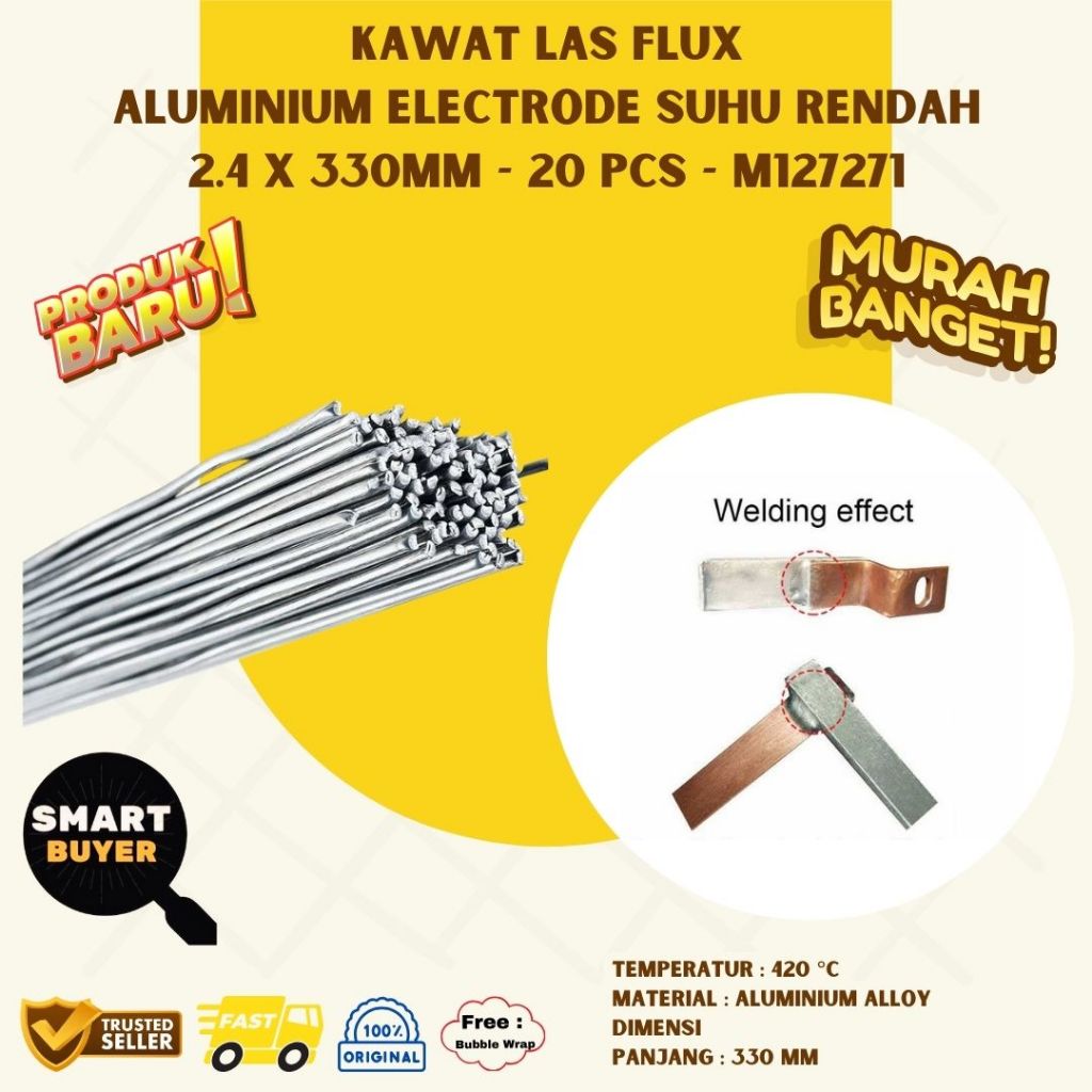 Kawat Las Solder Elektroda Aluminium Suhu Rendah 2.4mm 330mm 20pcs ORI
