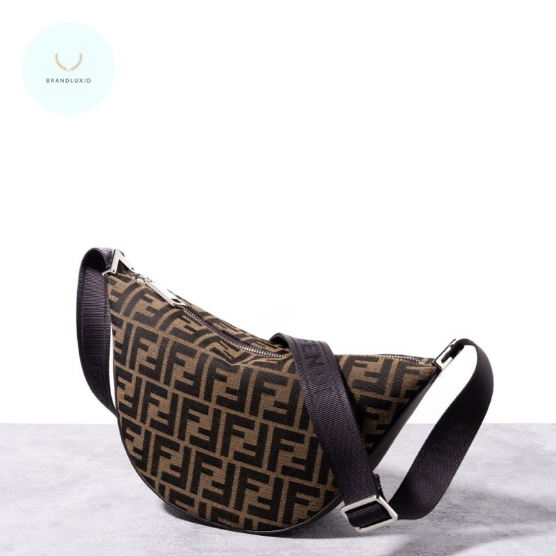 Fendi FF jacquard melon small crescent bag  Brown