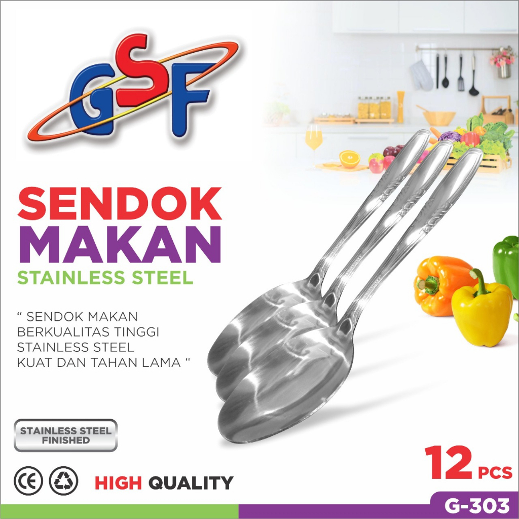 [HOME MART] GSF-303 SENDOK MAKAN SENDOK GSF303 SENDOK 1 LUSIN SENDOK GSF SENDOK 12 PCS SENDOK GSF303