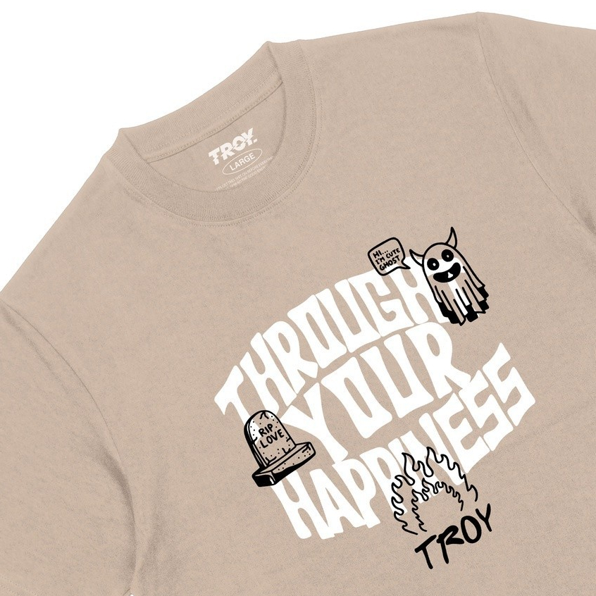 Troy Company Tshirt Latte Through Your Happiness - Kaos Lengan Pendek Kaos Coklat Latte MTD 2286