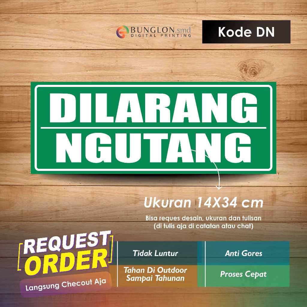 

STIKER DILARANG NGUTANG + LAMINASI KODE DN HIJAU