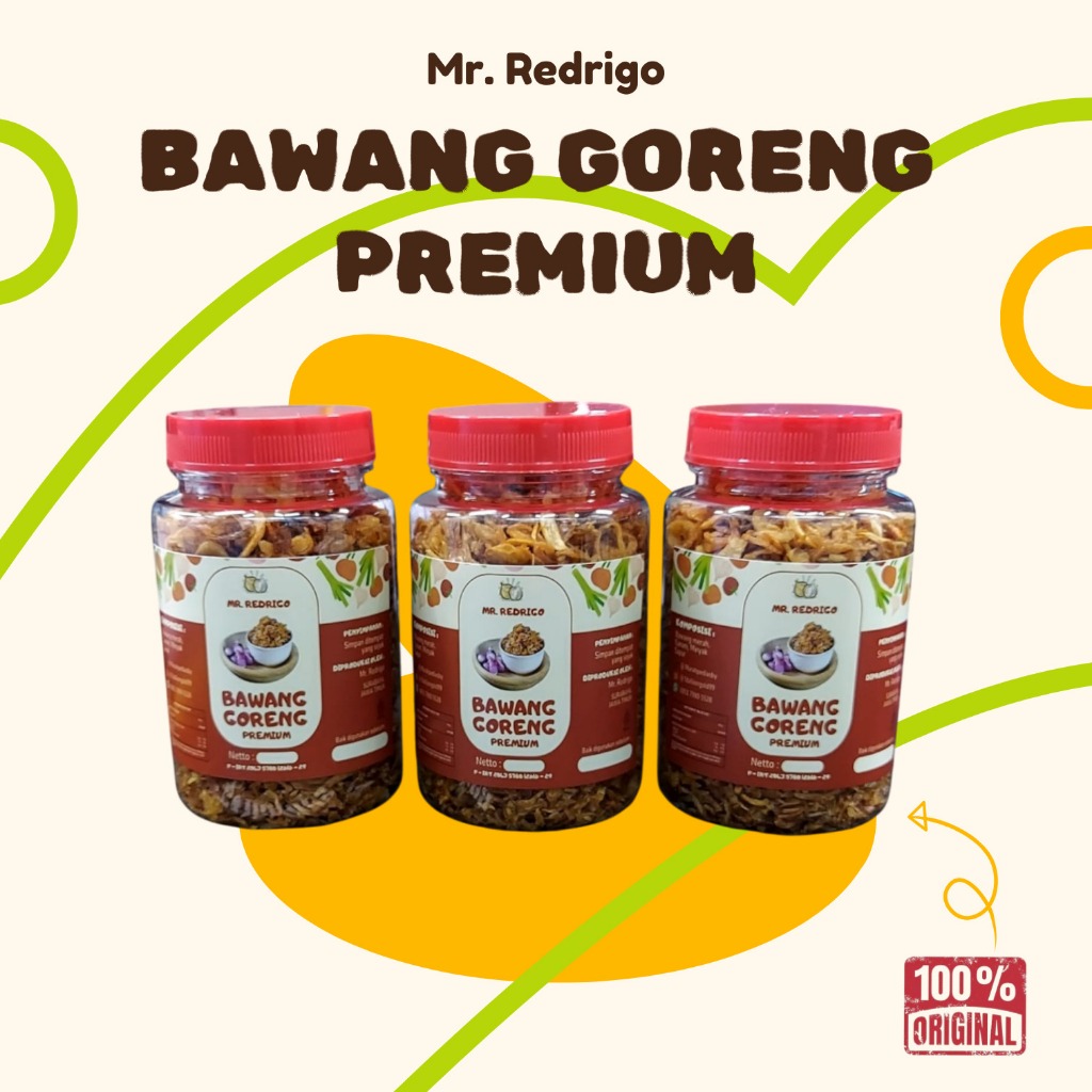 

Bundling 3 Pcs Bawang Goreng Mr Redrigo 100 % Asli - 100 Gr Botol
