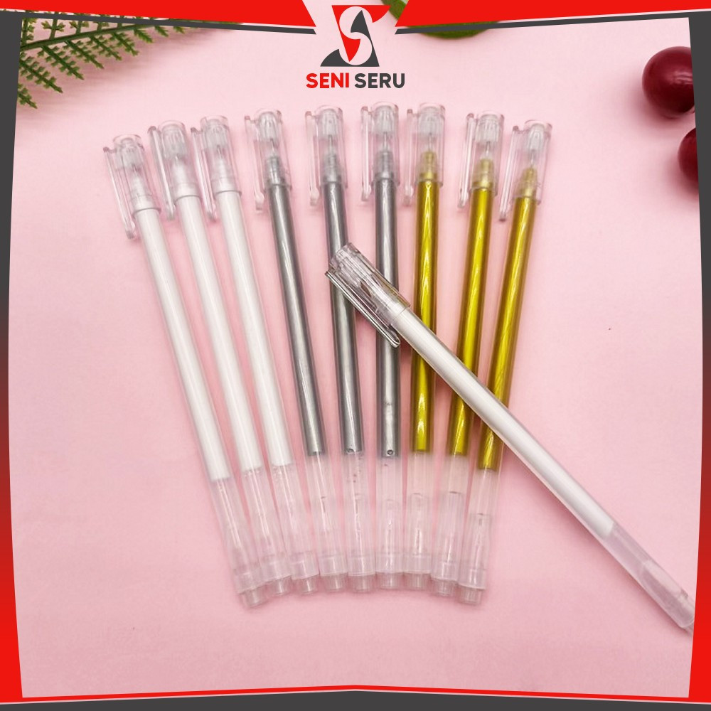 

Pena Tinta Gel Metalik Gold 1MM / Pulpen Warna Warni Gold Colour Gel / Ballpoint Tinta Warna Putih Gel Ink Import Seni Seru A85