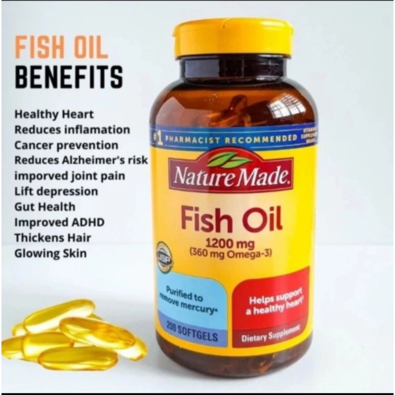 nature Made fish oil 1200mg 360mg omega 3 200.softgel
