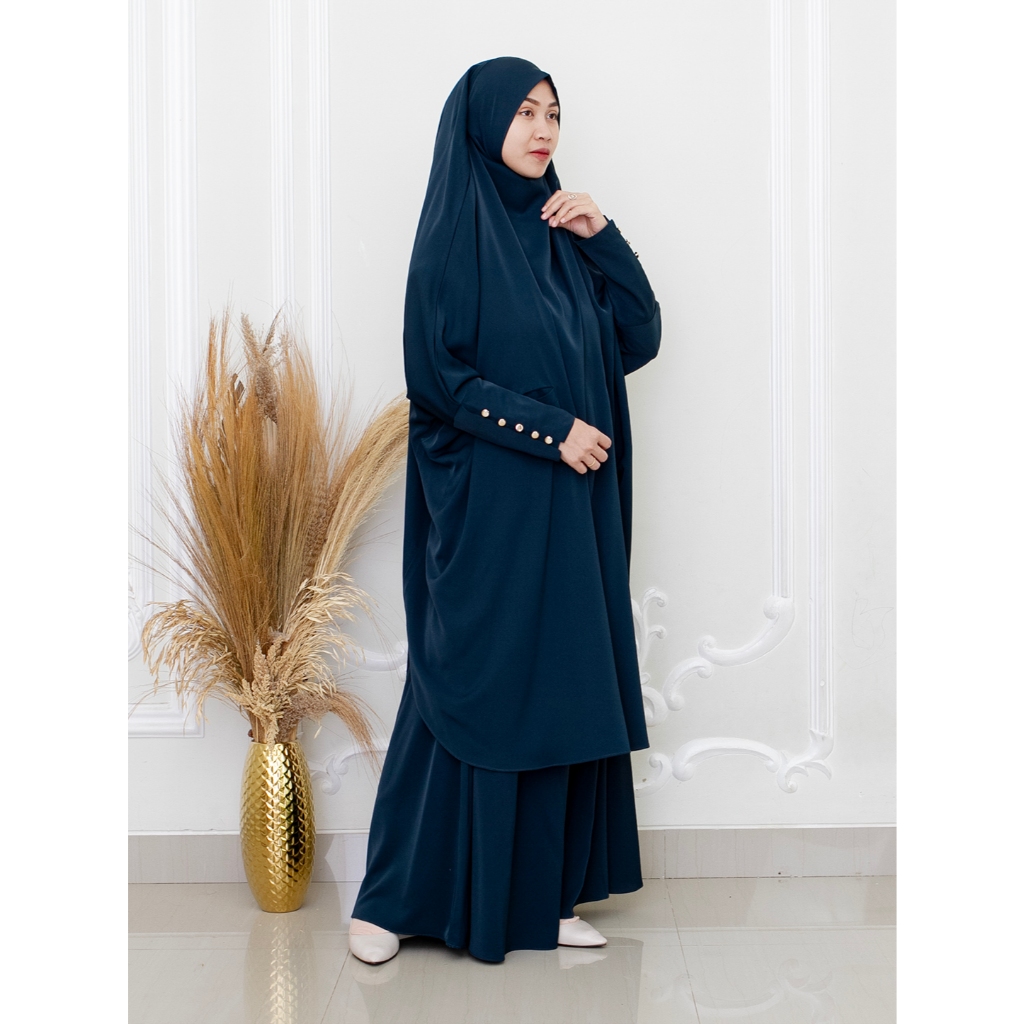 Aqueenah French Khimar Kain Anti UV Haura Set Rok - Dark Teal