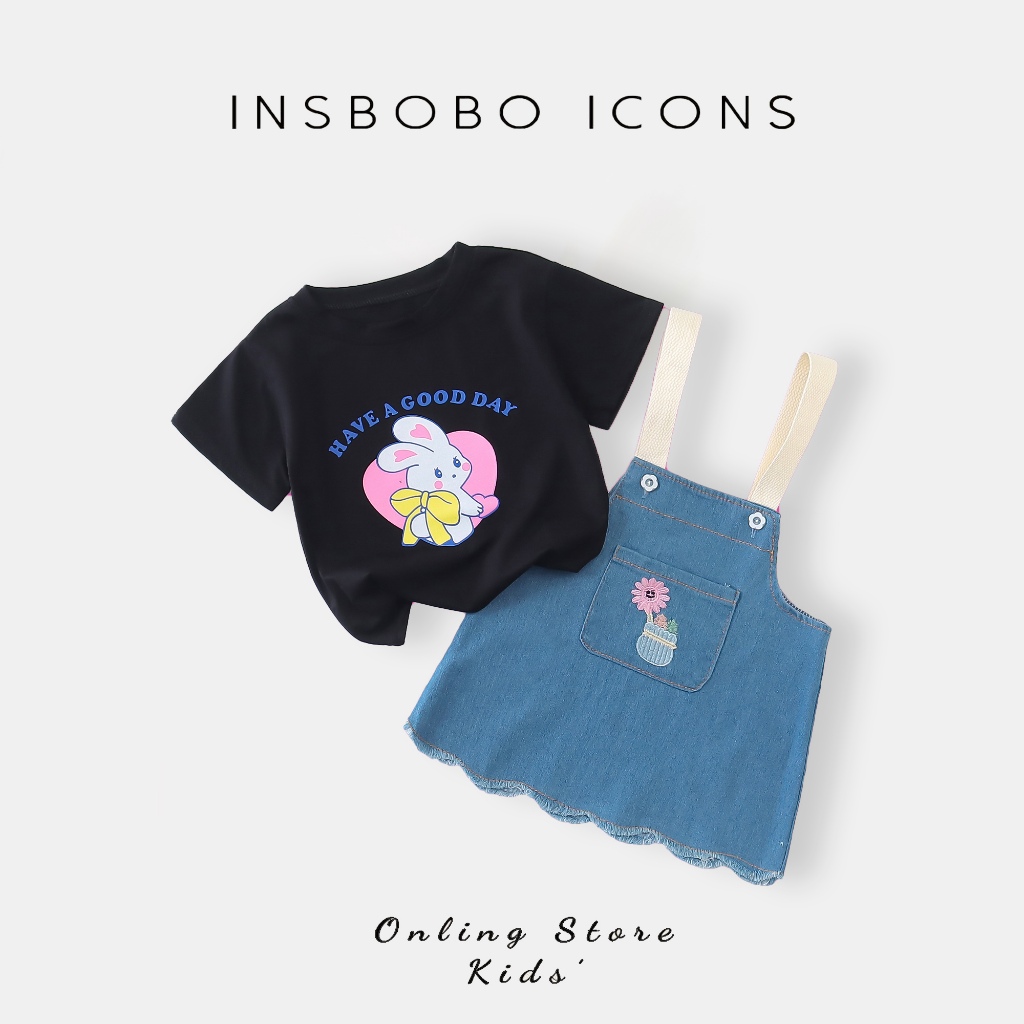 【Smilebaby】 Anak Perempuan Baju Bayi Merah Kodok Jins Anak Perempuan Baju Kodok 2in1 Rok Jins 1-5 Th