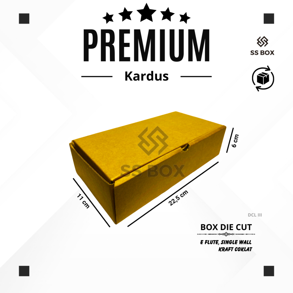

KARDUS PACKING DIE CUT ukuran 11 x 22,5 x 6 KARDUS F-FLUTE PREMIUM
