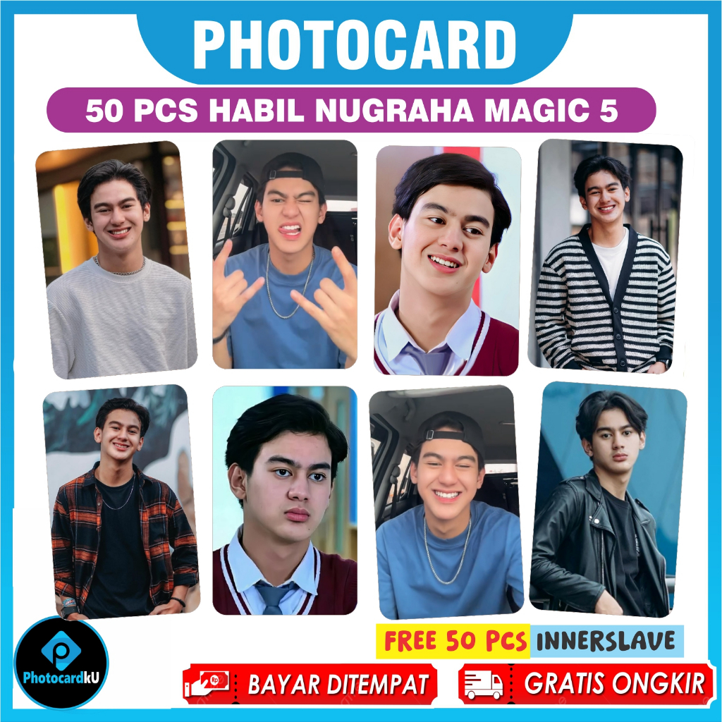 Photocard Habil Nugraha Magic 5 isi 50 Pcs Bonus Innerslave + sticker COD (PHOTOCARDKU)