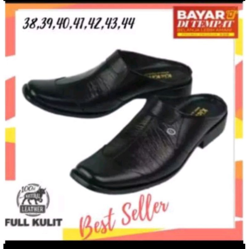 Sepatu sandal selop kulit sapi asli pria