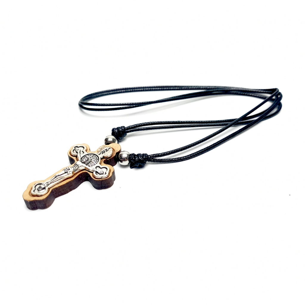 Kalung Salib Kayu Stainless Model Slim/Liontin Kalung Salib Cowok Cewek Katolik Keren
