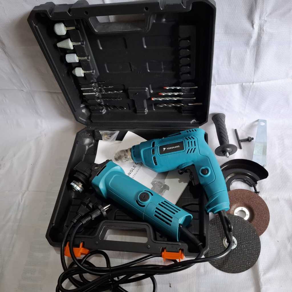 BOR DAN GERINDA SET KOPER LENGKAP YONGKANG SX28 BOR LISTRIK GERINDA