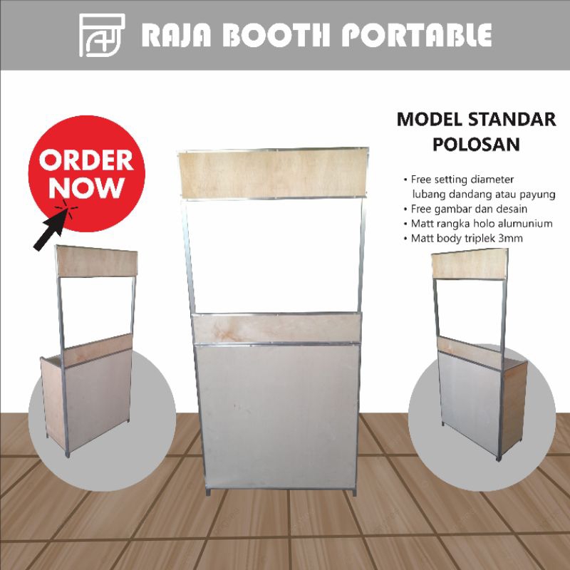 Booth Portable Meja Lipat Jualan Gerobak Model Knockdown Polos Ukuran 60, 80, 100, 120 Event Desk Al