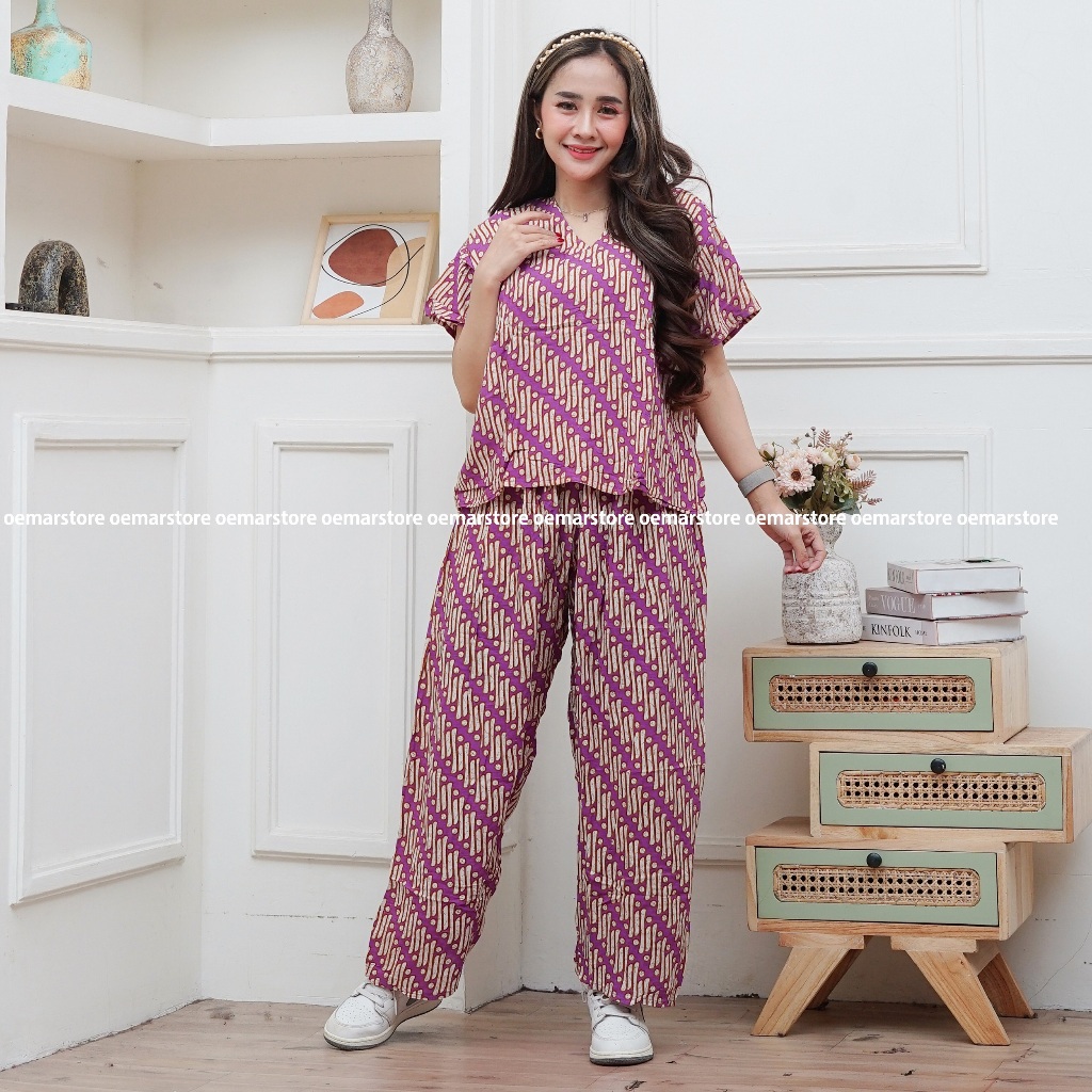 SETELAN Setelan Celana Panjang Kulot Motif Seno Setelan Batik LD 120 Celana Kulot