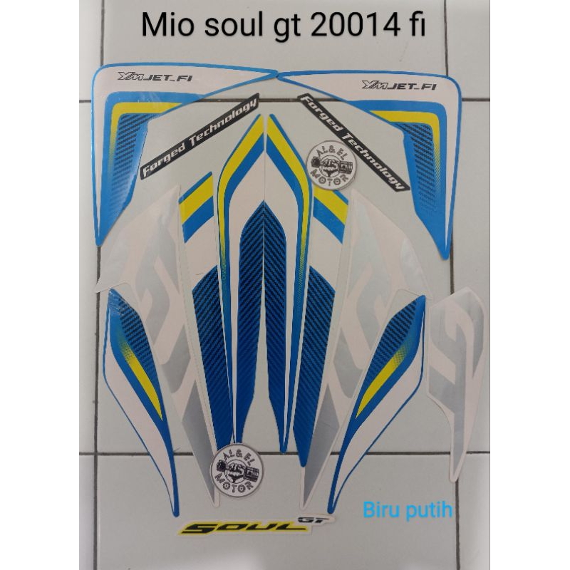 STIKER STRIPING LIS LES POLET PLAT BODY MOTOR YAMAHA MIO SOUL GT 2014 FI BIRU PUTIH