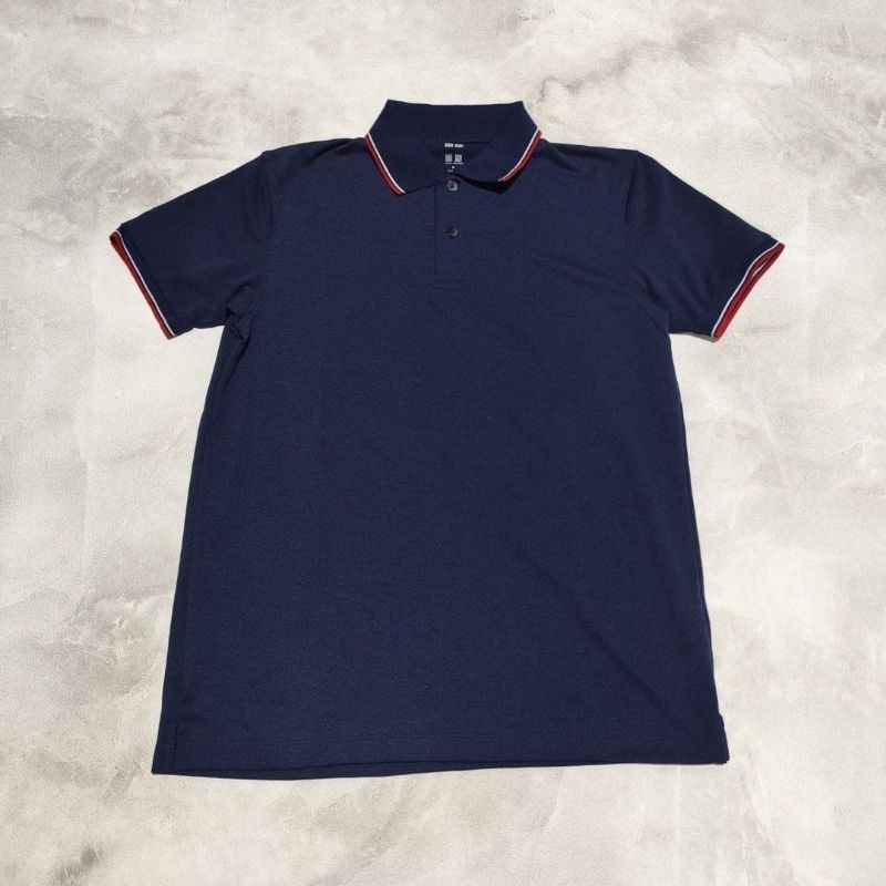 Baju kaos kerah polo pria uniqlo Navy