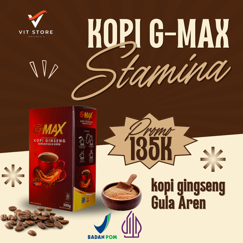 

KOPI G-MAX Minuman Kopi Gingseng Penambah Stamina 1 Box isi 10 sachet Original