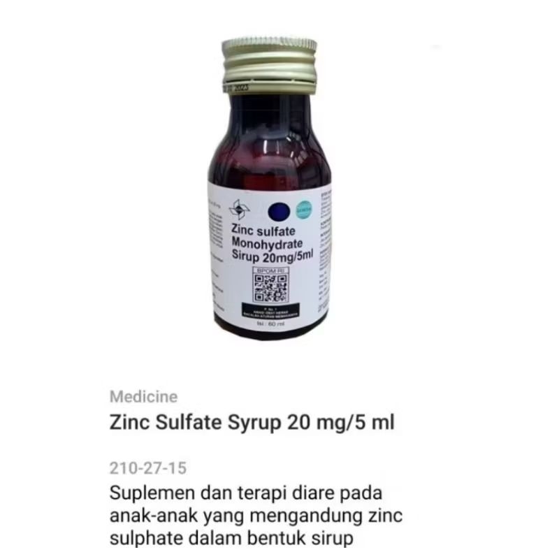 Zinc Sirup Pelengkap Obat Diare Anak/Mencegah Diare Berulang/Menguatkan imunitas pencernaan anak