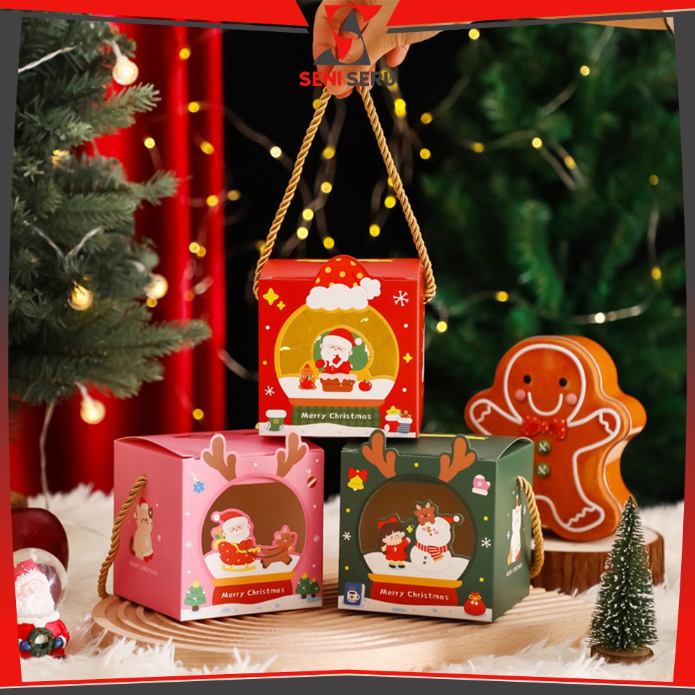 

Kotak Hampers Natal Kotak Kue Kering / Box Cookies Xmas Kado Natal / Goodie Bag Box Hampers Christmas Seni Seru C1161