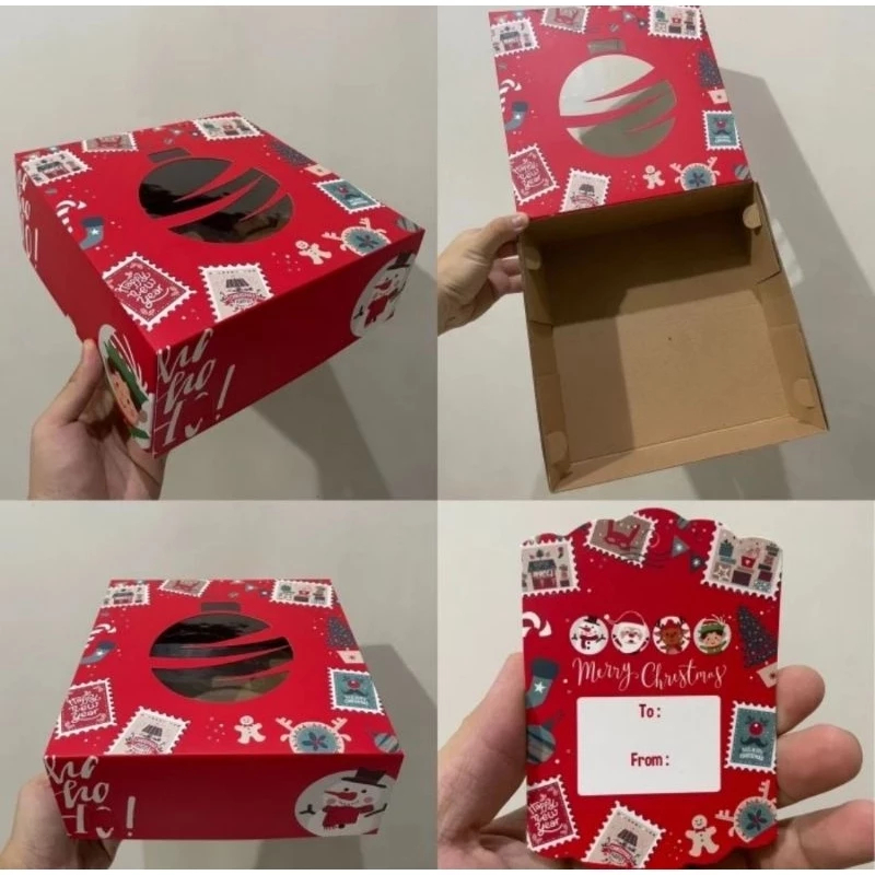 

( 5 pcs ) dus edisi natal kemasan lapis legit box hampers merry christmas ukuran 25x25x10 cm