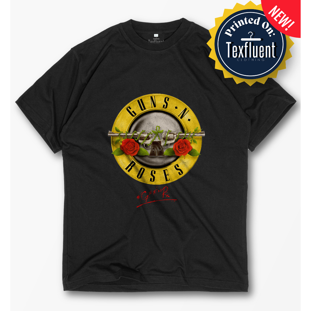 Kaos Band Guns n Roses GNR Hard Rock Metal Unisex Pria Wanita Warna Hitam Putih Texfluent T Shirt