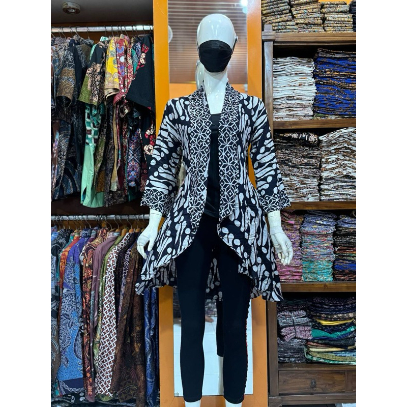 OUTER BATIK WANITA LENGAN PANJANG KERJA BATIK CAP