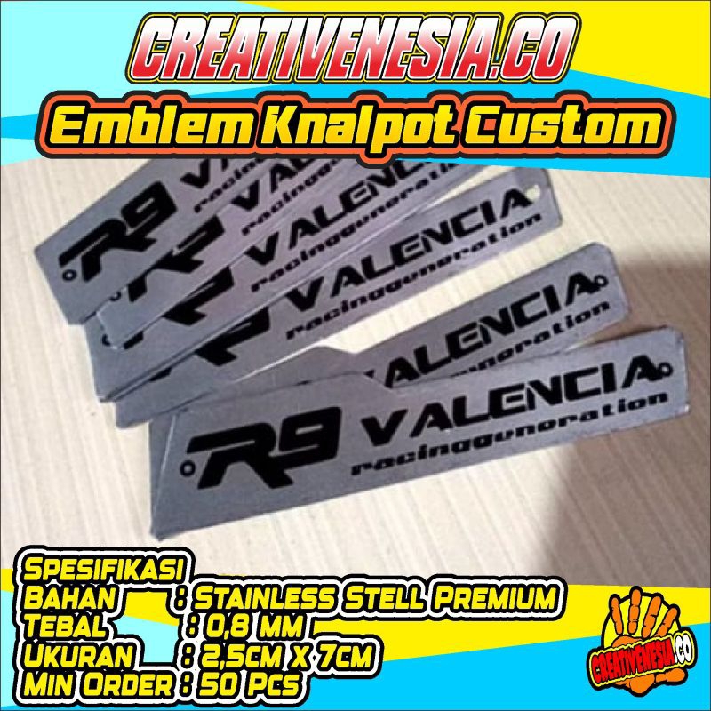 (SAMPLE) EMBLEM KNALPOT CUSTOM TERMURAH DAPAT 10PCS SAMPLE - Emblem Knalpot Custom Stainless Steel