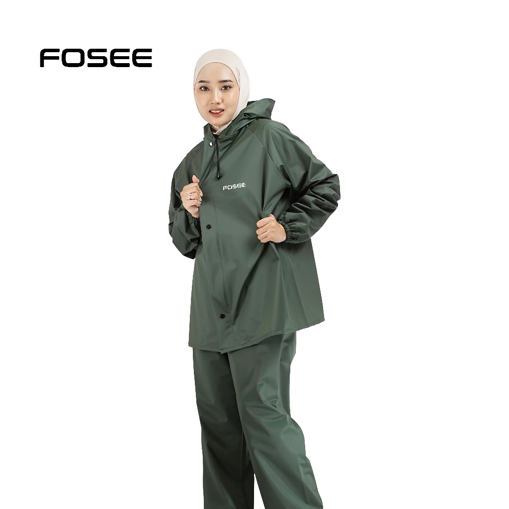 Jas Hujan Anti Rembes Raincoat Tebal Mantel Pria Wanita Dewasa Bahan PVC Premium by FOSEE