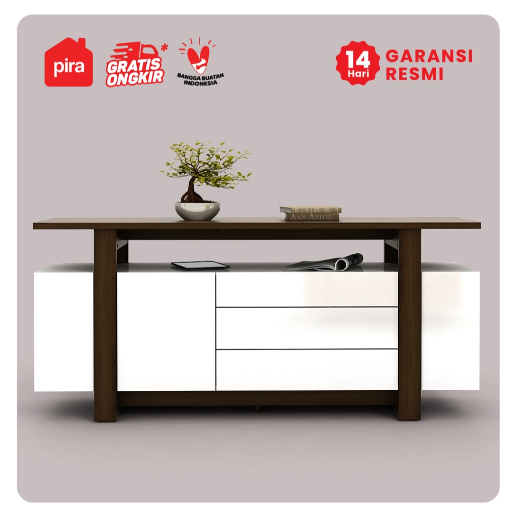 Pira - Ondasta SB180 Bufet Kayu Gelap Putih - Brown Walnut White Glossy