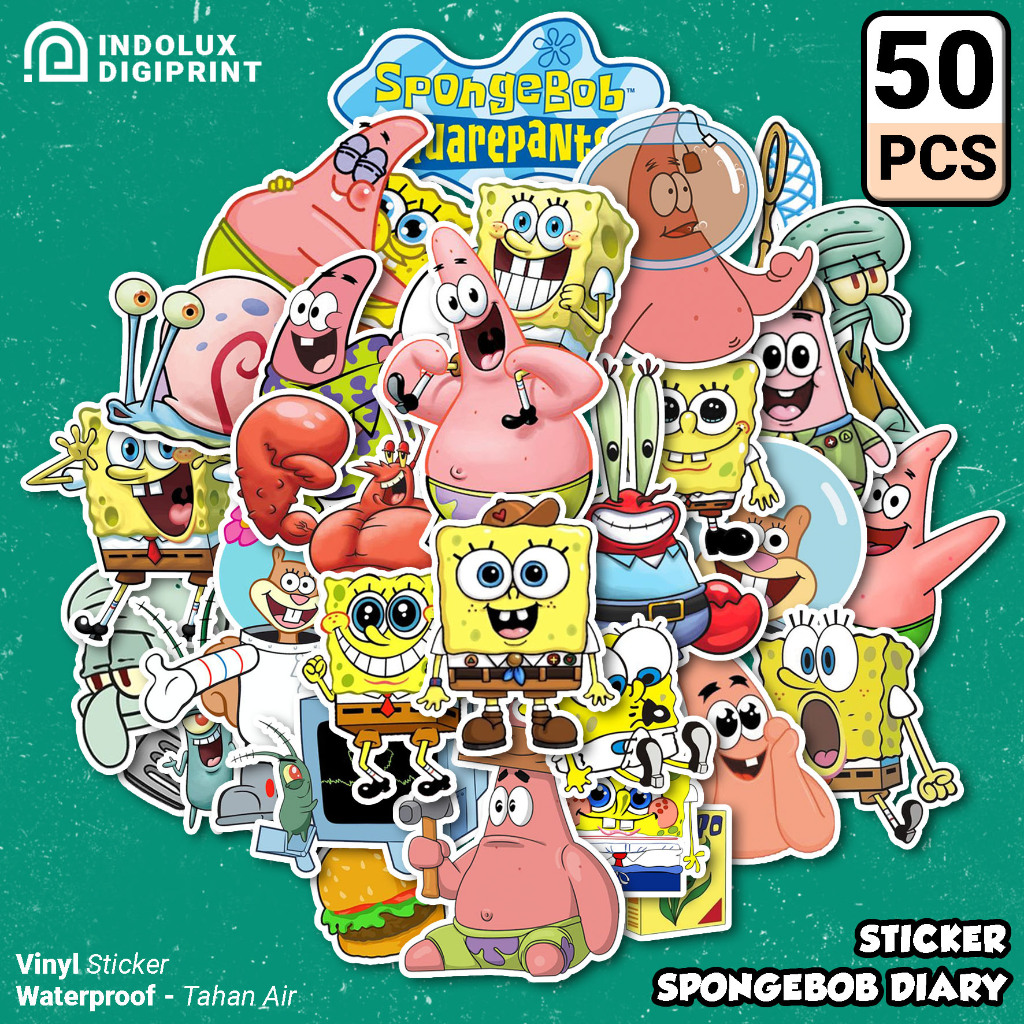 

Sticker SpongeBob 50 Pcs Diary Jurnal Sticker Patrick Sponge Bob SquarePants Nicklodeon Kartun