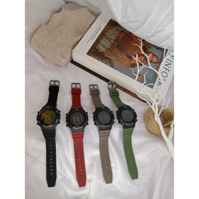 Jam tangan pria digital Alexandre Christie AC 9388 MH Rubber Strap Original & Garansi