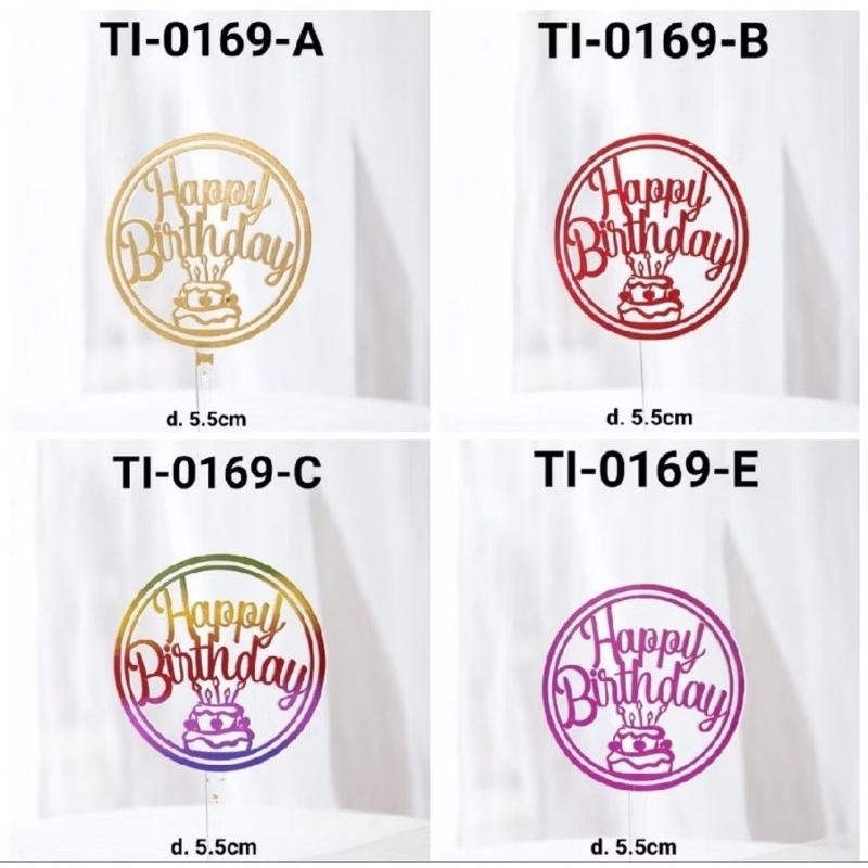 TOPPER HBD AKRILIK BULAT / TOPPER HBD KECIL / TOPPER ULANG TAHUN / TOPPER HAPPY BIRTHDAY AKRILIK