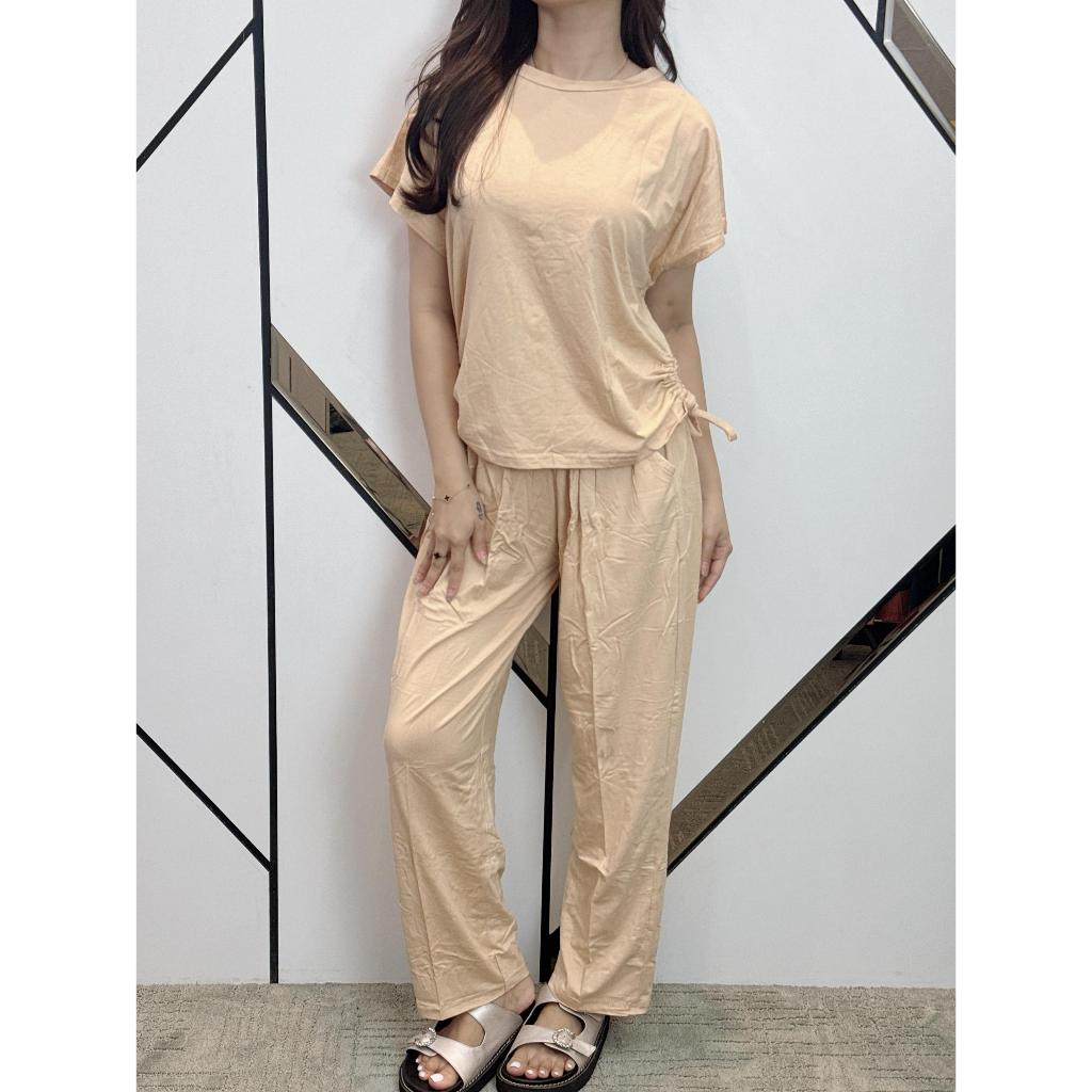 Setelan Luna Serut Lengan Pendek / One Set Wanita Serut