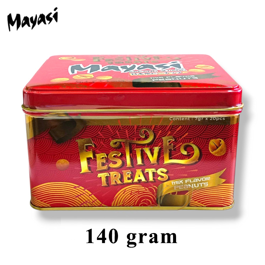 

Mayasi Festive Treats Kaleng Mix Flavor Peanuts kacang 140g 140 gram (20x7gram)