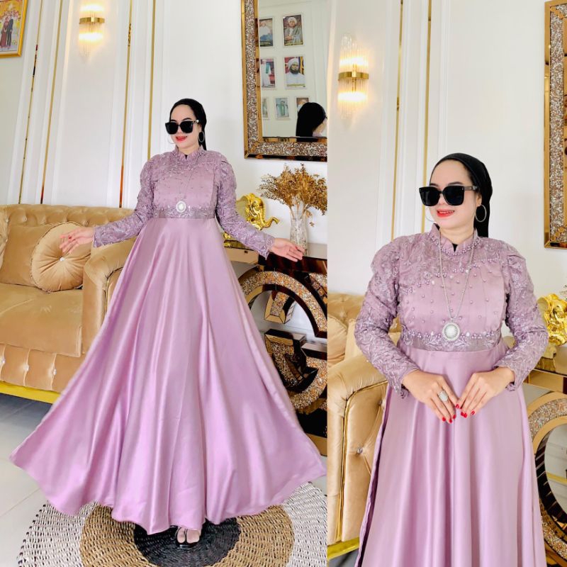 gamis satin velvet razzan