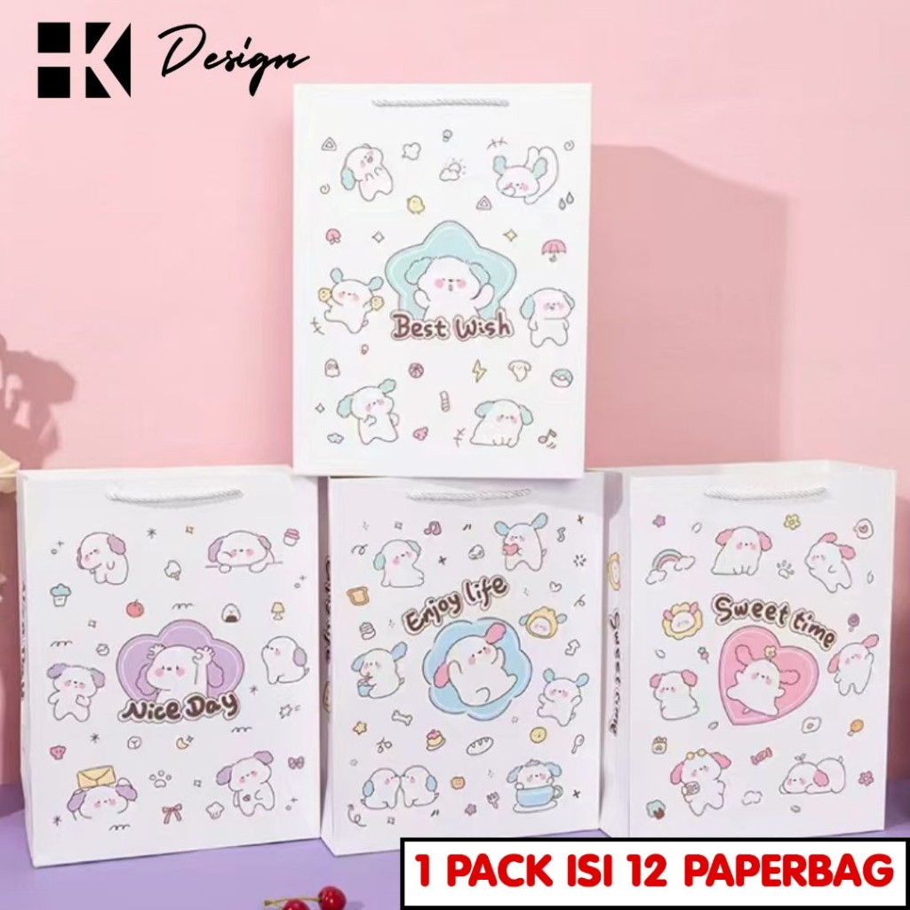 

[6425 12 PCS] PAPERBAG MOTIF UKURAN 33X25X11.5 TAS KADO ULANG TAHUN GOODIE BAG MOTIF